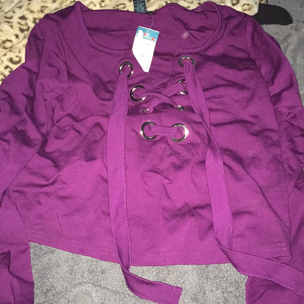 Purple lace up crop top